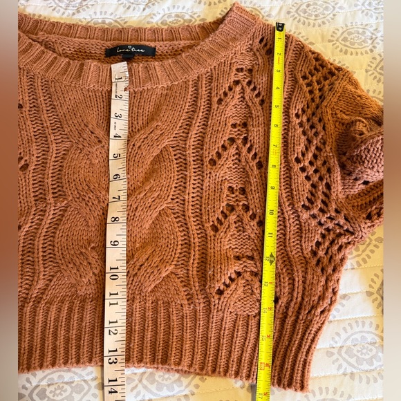 Love Tree Womens Oversized Cropped Orange Rust Knit Sweater W Balloon Sleeves S - Picture 8 of 12